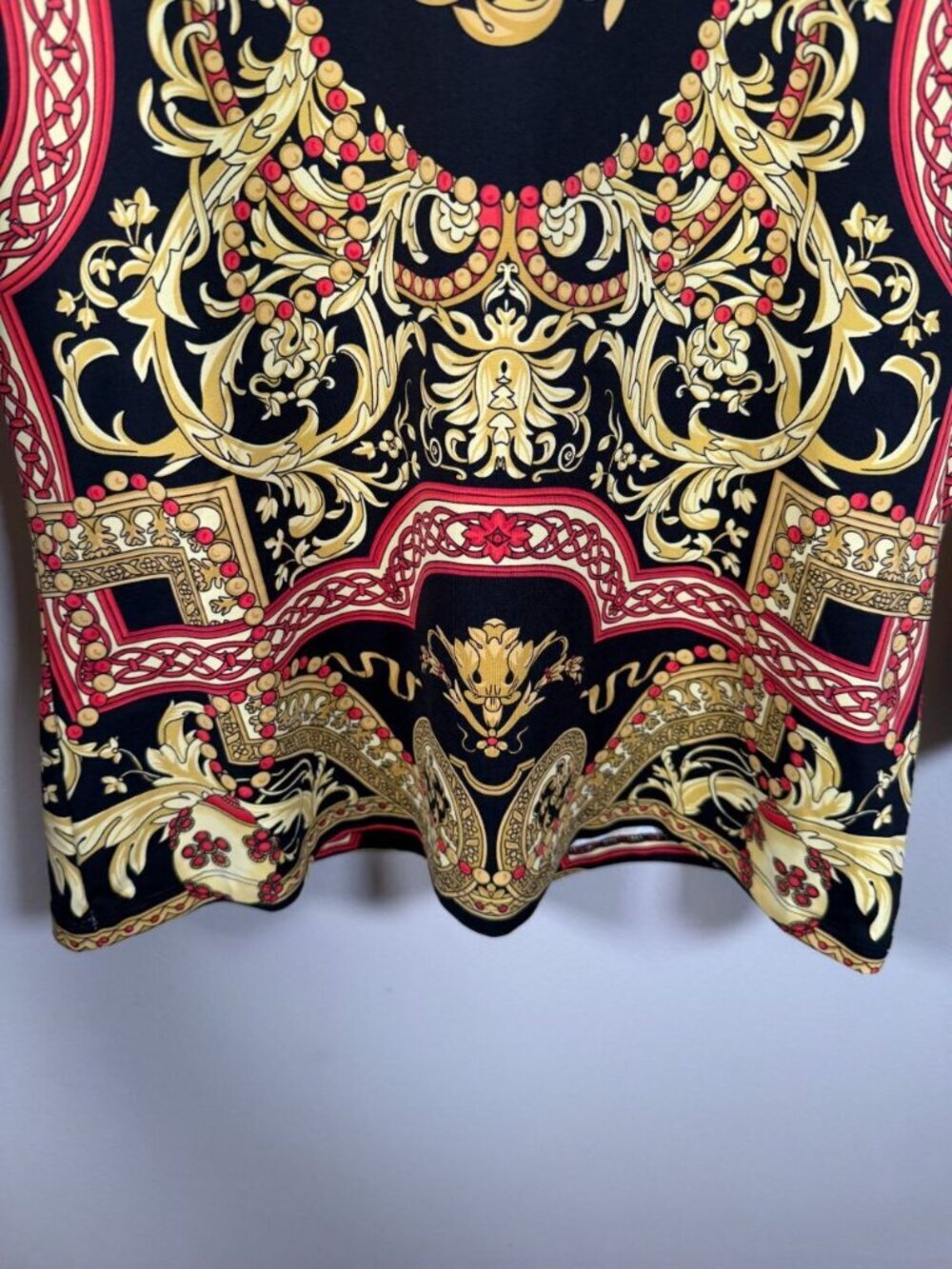 J. Mclaughlin Catalina Cloth Top Size Large Black Gold Classic Stretch Travel - Picture 6 of 9